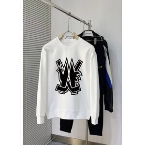 Moncler Men's and Women's Crew Neck White Long Sleeve T-Shirt